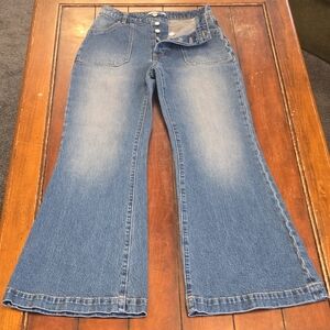 NWOT ROLLA'S Women's Wide Legged Distressed Flare Jeans